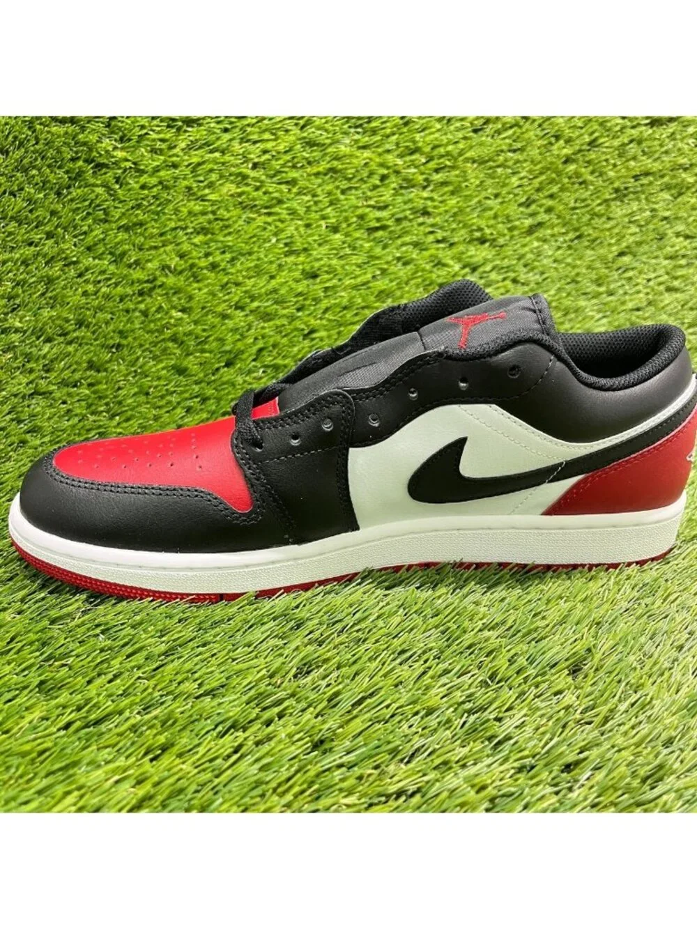 Nike Air Jordan 1 Low Mens Size 11.5 Red Black Athletic Leather Shoes Sneakers